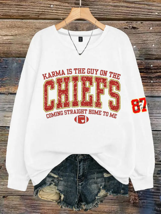 Women’s Chiefs 8789 Diva Engaged Era Printed Sweatshirt White / S