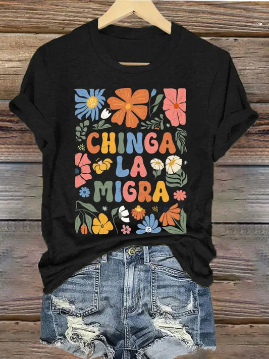 Women’s Chinga La Migra T-shirt Black / S