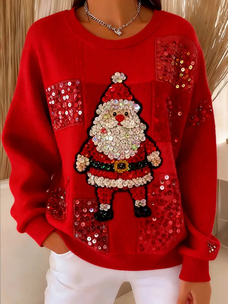 Women’s Christmas Cute Santa Claus Casual Pullover Sweater Multicolour / S