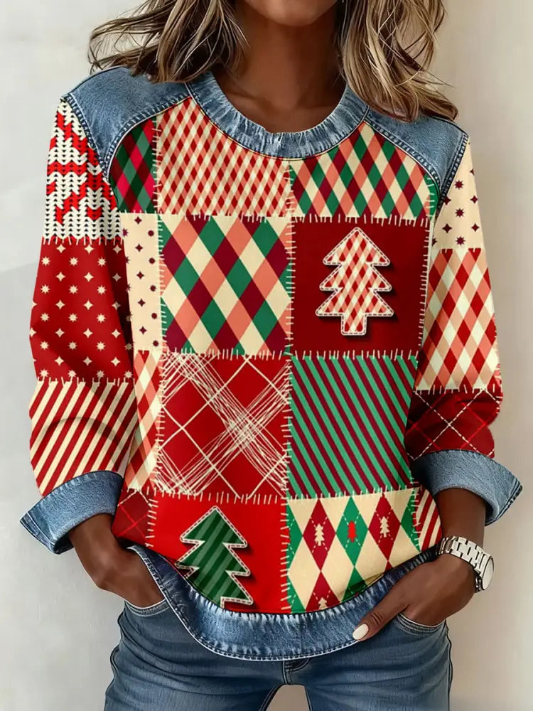 Women’s Christmas Geometric Sweatshirts As picture / S