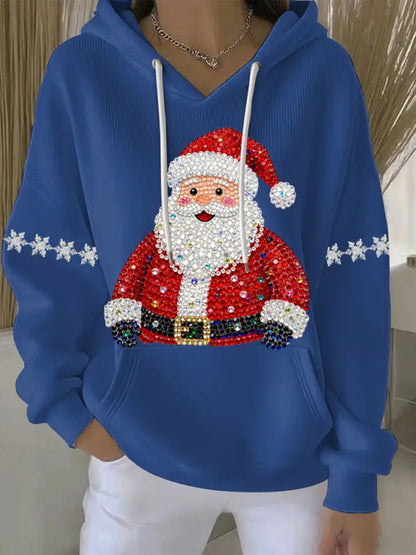 Women’s Christmas Print Casual Hoodie Blue / S