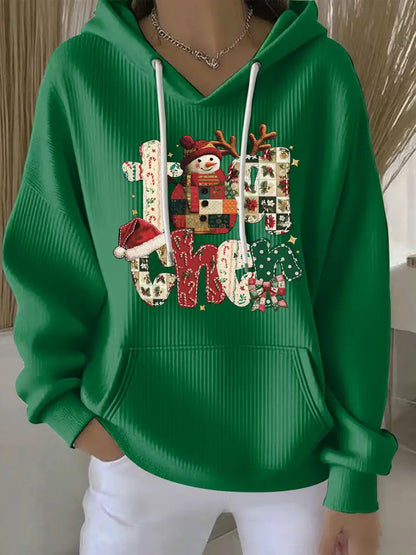 Women’s Christmas Print Casual Hoodie Green / S