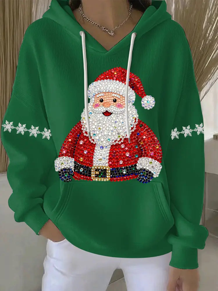 Women’s Christmas Print Casual Hoodie Green / S