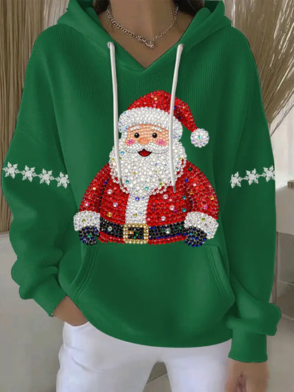 Women’s Christmas Print Casual Hoodie Green / S