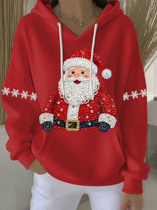 Women’s Christmas Print Casual Hoodie Red / S
