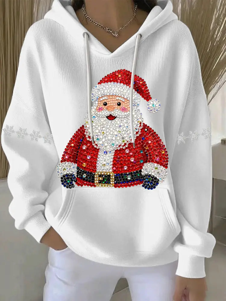 Women’s Christmas Print Casual Hoodie White / S