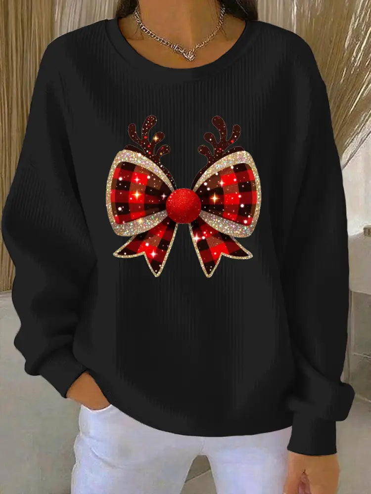 Women’s Christmas Print Casual Sweatshirt Black / S