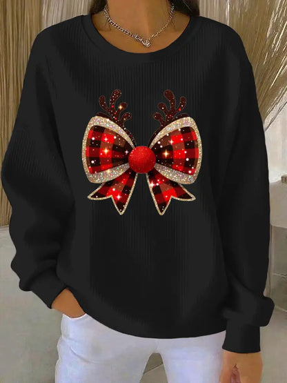 Women’s Christmas Print Casual Sweatshirt Black / S