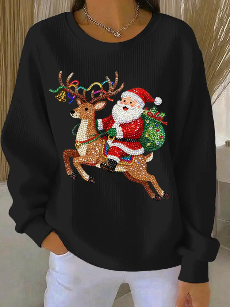 Women’s Christmas Print Casual Sweatshirt Black / S
