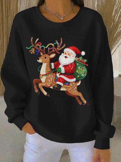Women’s Christmas Print Casual Sweatshirt Black / S