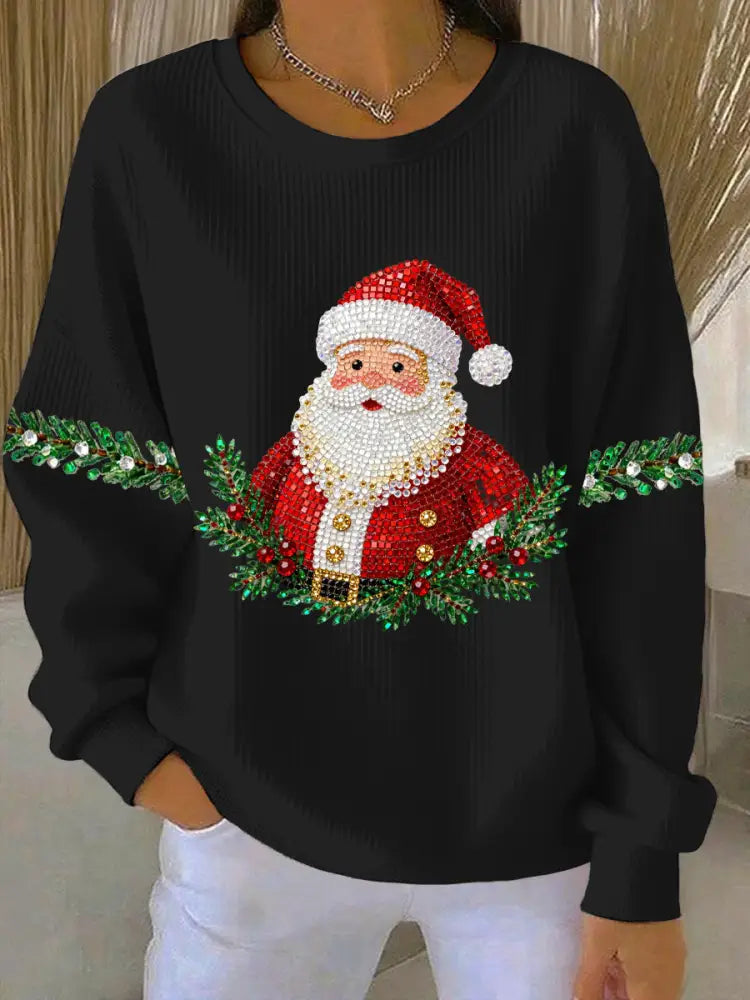 Women’s Christmas Print Casual Sweatshirt Black / S