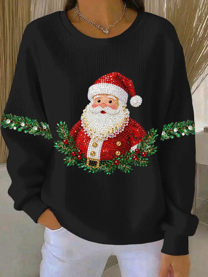 Women’s Christmas Print Casual Sweatshirt Black / S