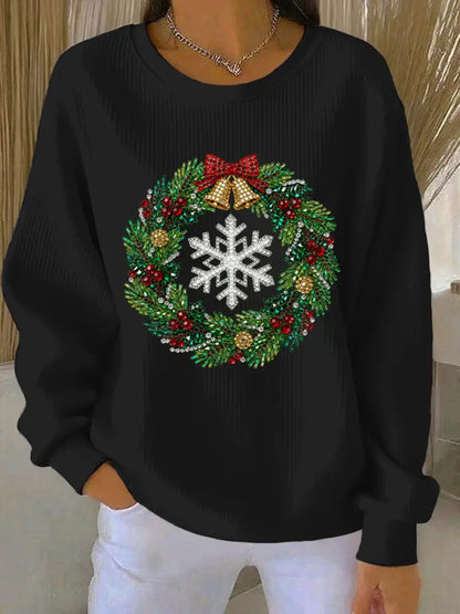 Women’s Christmas Print Casual Sweatshirt Black / S