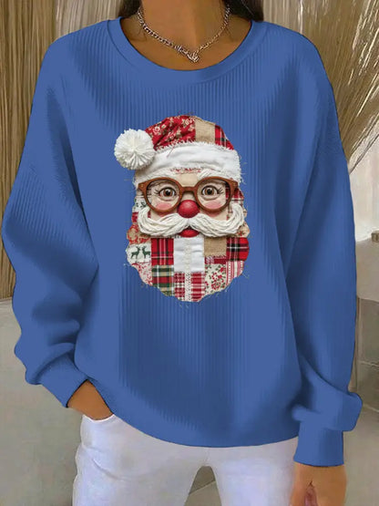 Women’s Christmas Print Casual Sweatshirt Blue / S