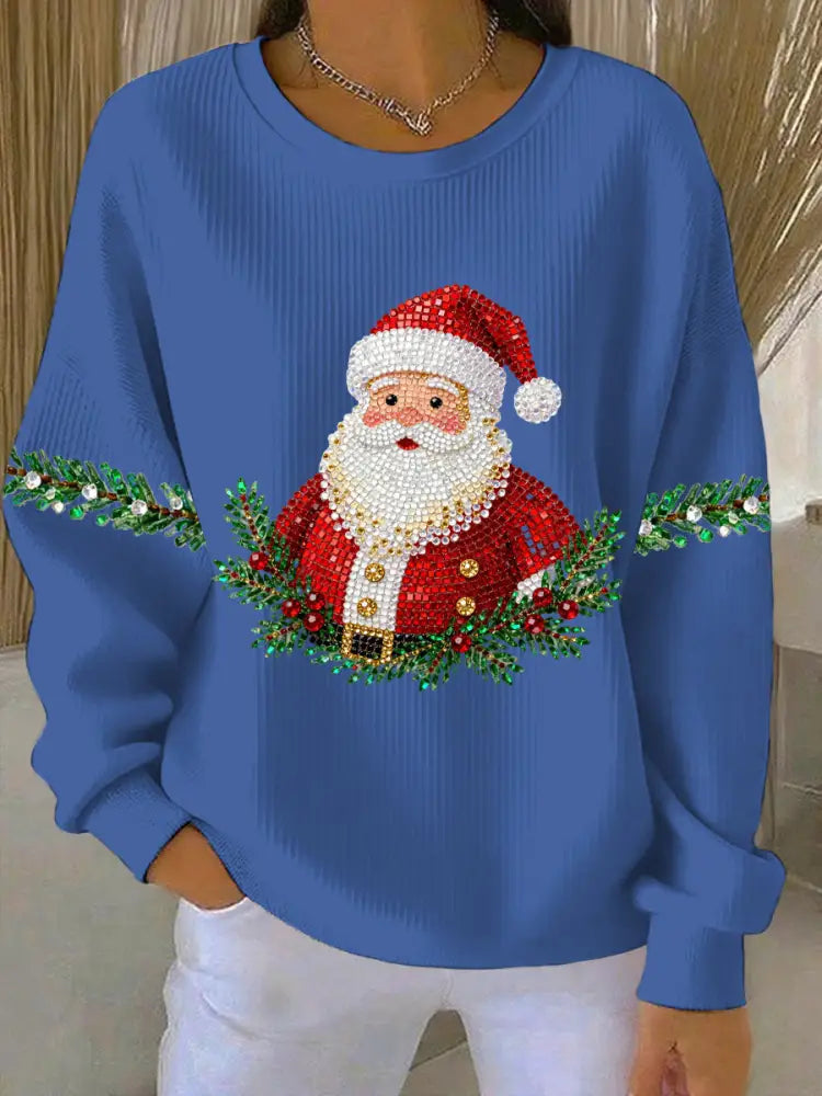 Women’s Christmas Print Casual Sweatshirt Blue / S