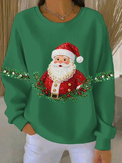 Women’s Christmas Print Casual Sweatshirt Green / S