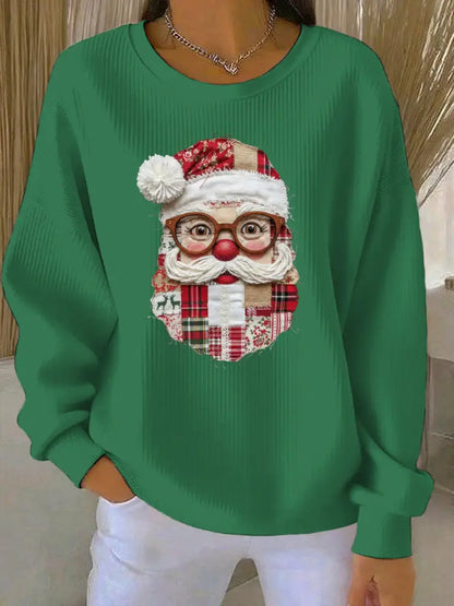 Women’s Christmas Print Casual Sweatshirt Green / S