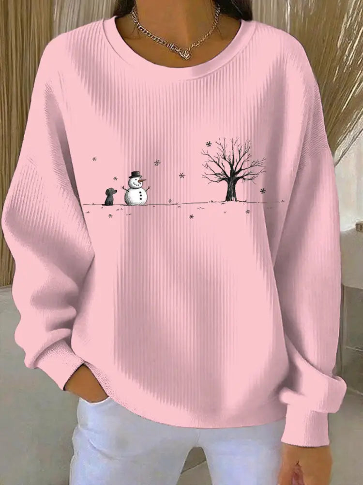 Women’s Christmas Print Casual Sweatshirt Pink / S
