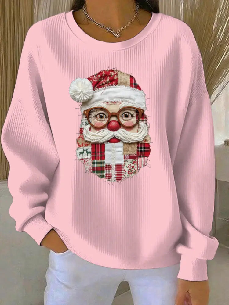 Women’s Christmas Print Casual Sweatshirt Pink / S