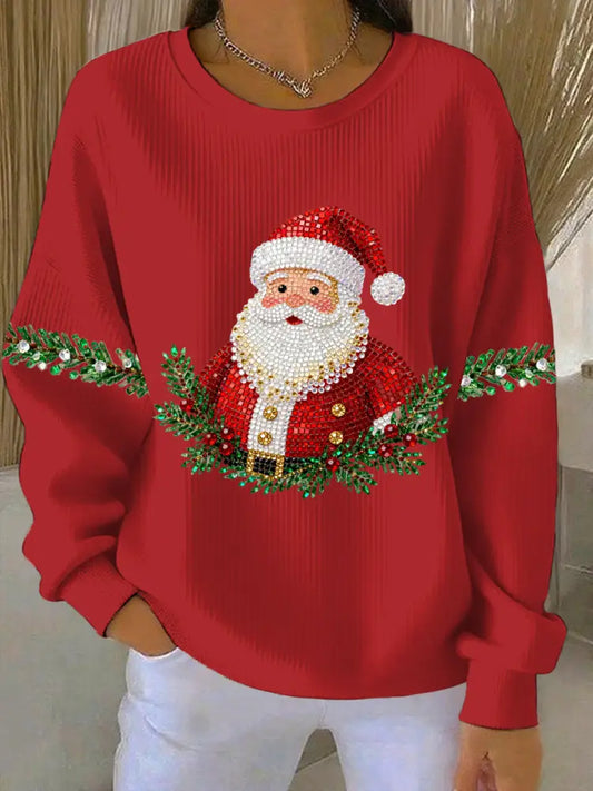 Women’s Christmas Print Casual Sweatshirt Red / S