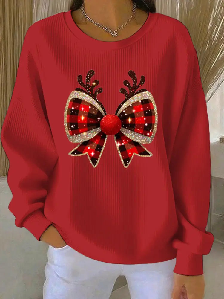 Women’s Christmas Print Casual Sweatshirt Red / S