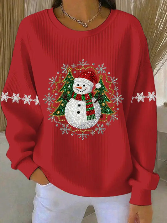 Women’s Christmas Print Casual Sweatshirt Red / S