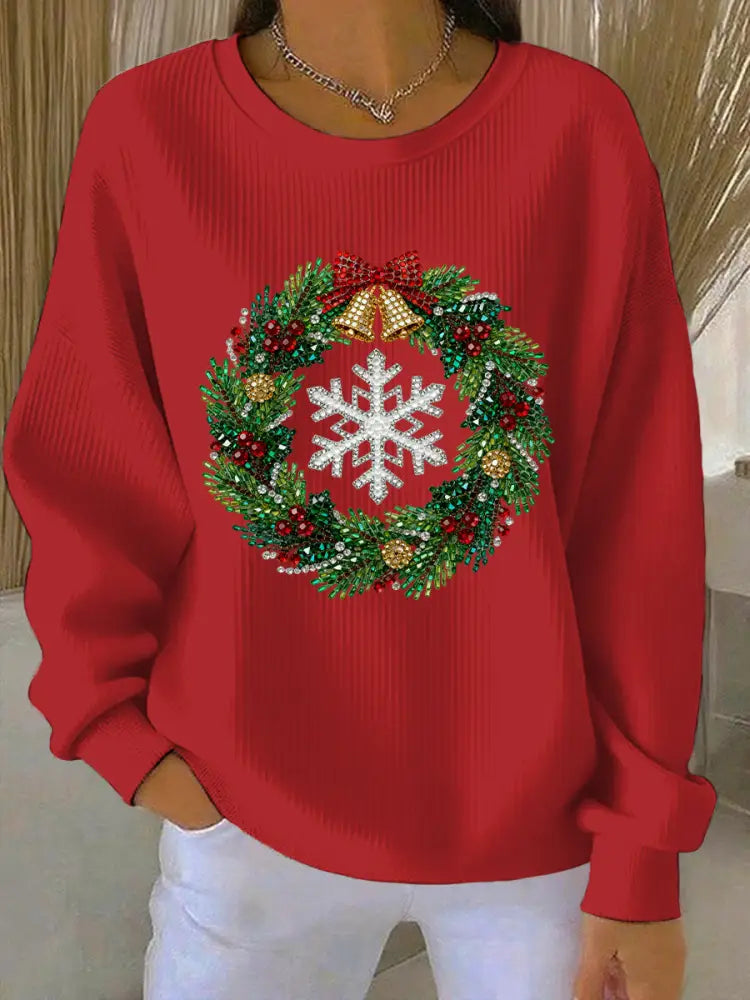 Women’s Christmas Print Casual Sweatshirt Red / S