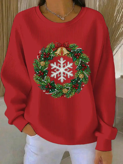 Women’s Christmas Print Casual Sweatshirt Red / S