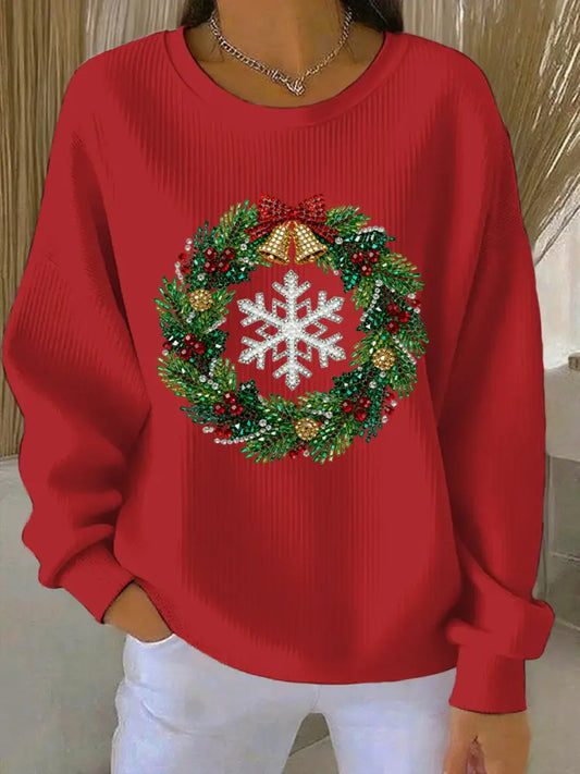 Women’s Christmas Print Casual Sweatshirt Red / S