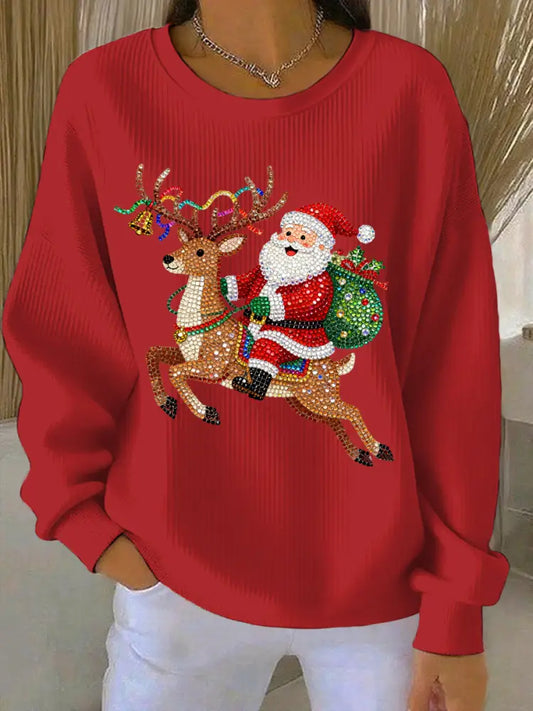 Women’s Christmas Print Casual Sweatshirt Red / S