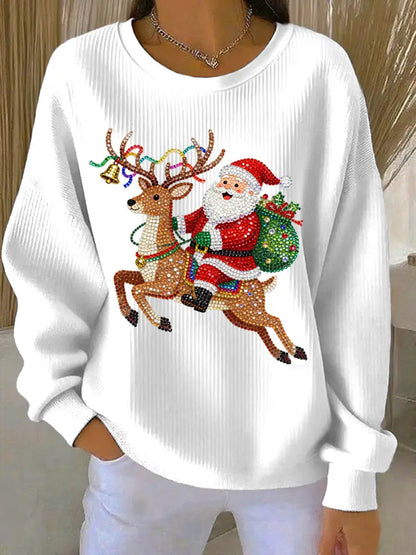 Women’s Christmas Print Casual Sweatshirt White / S