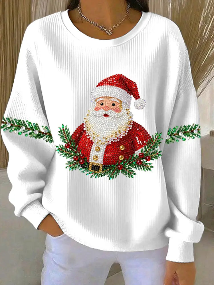Women’s Christmas Print Casual Sweatshirt White / S