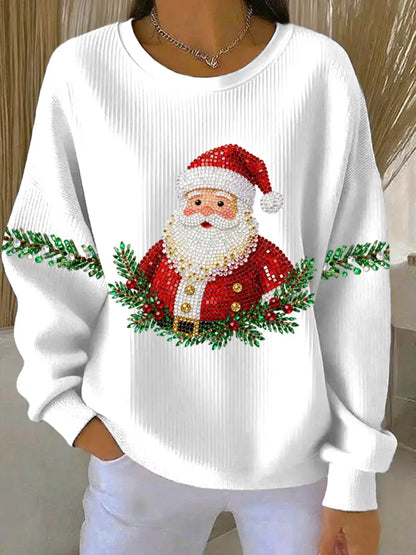 Women’s Christmas Print Casual Sweatshirt White / S