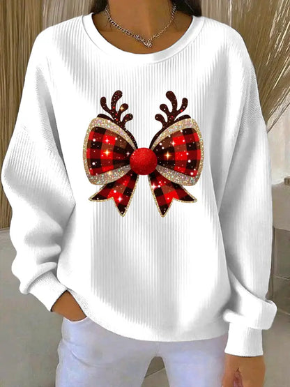 Women’s Christmas Print Casual Sweatshirt White / S