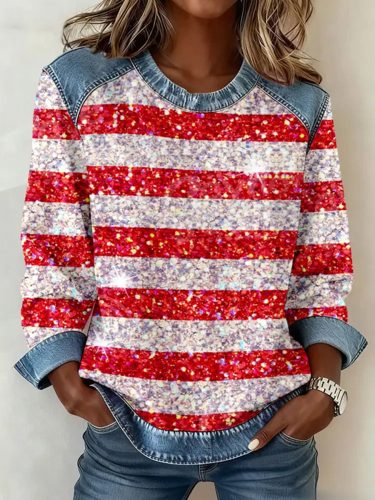 Women’s Christmas Striped Sweatshirts As picture / S