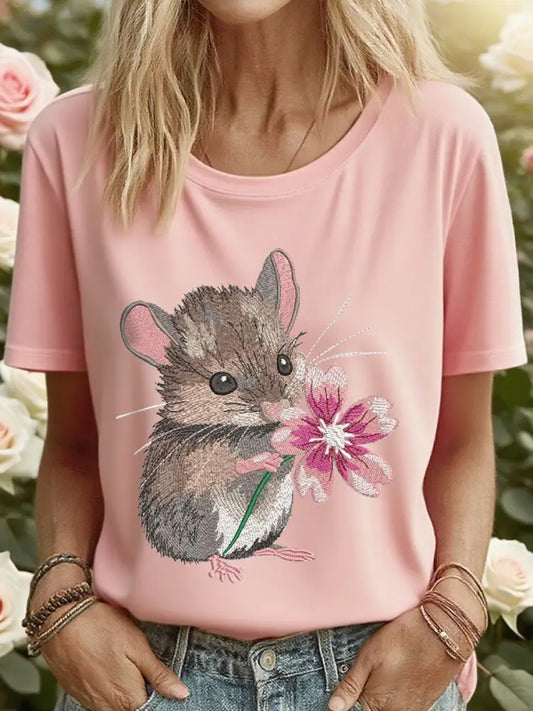 Women’s cute mouse t-shirts Pink / S