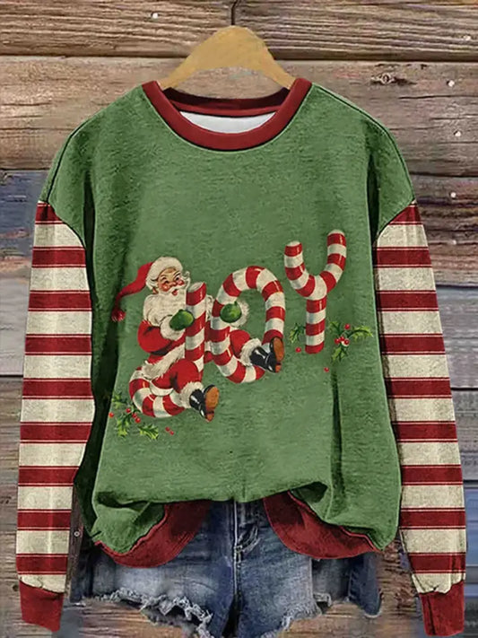 Women’s Cute Santa Claus Sweatshirt Green / S