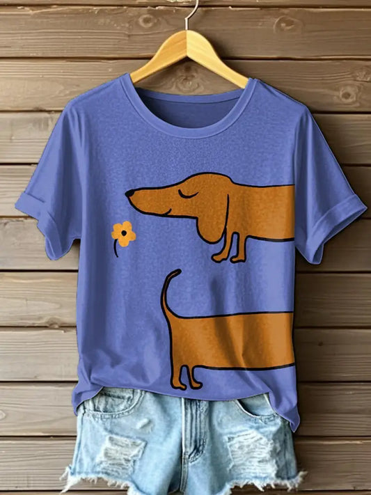 Women’s Dachshund Art Print T-Shirt As picture / S