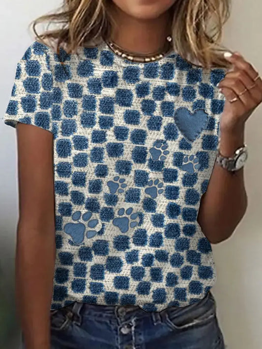 Women’s Denim Paw T-shirt Blue / S