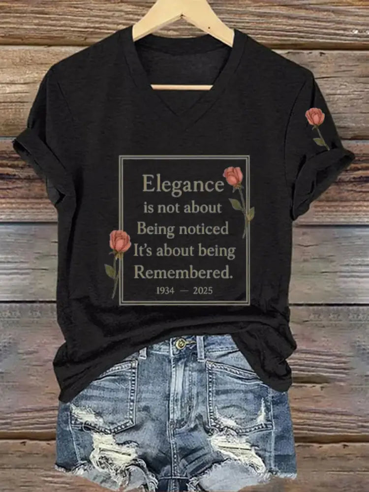 Women’s Elegance Is About Being Remembered Quote T Shirt Black / S