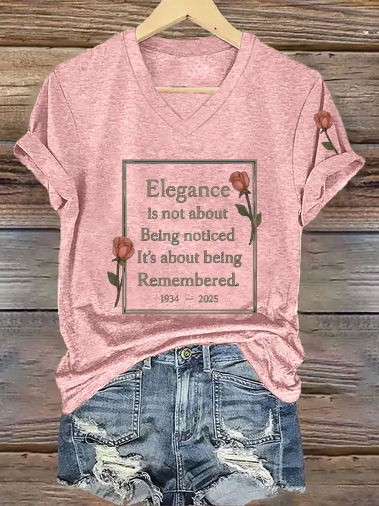 Women’s Elegance Is About Being Remembered Quote T Shirt Pink / S