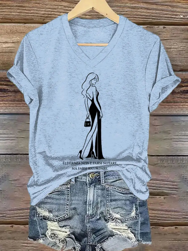 Women’s Elegance Is About Being Remembered Quote T Shirt Sky Blue / S