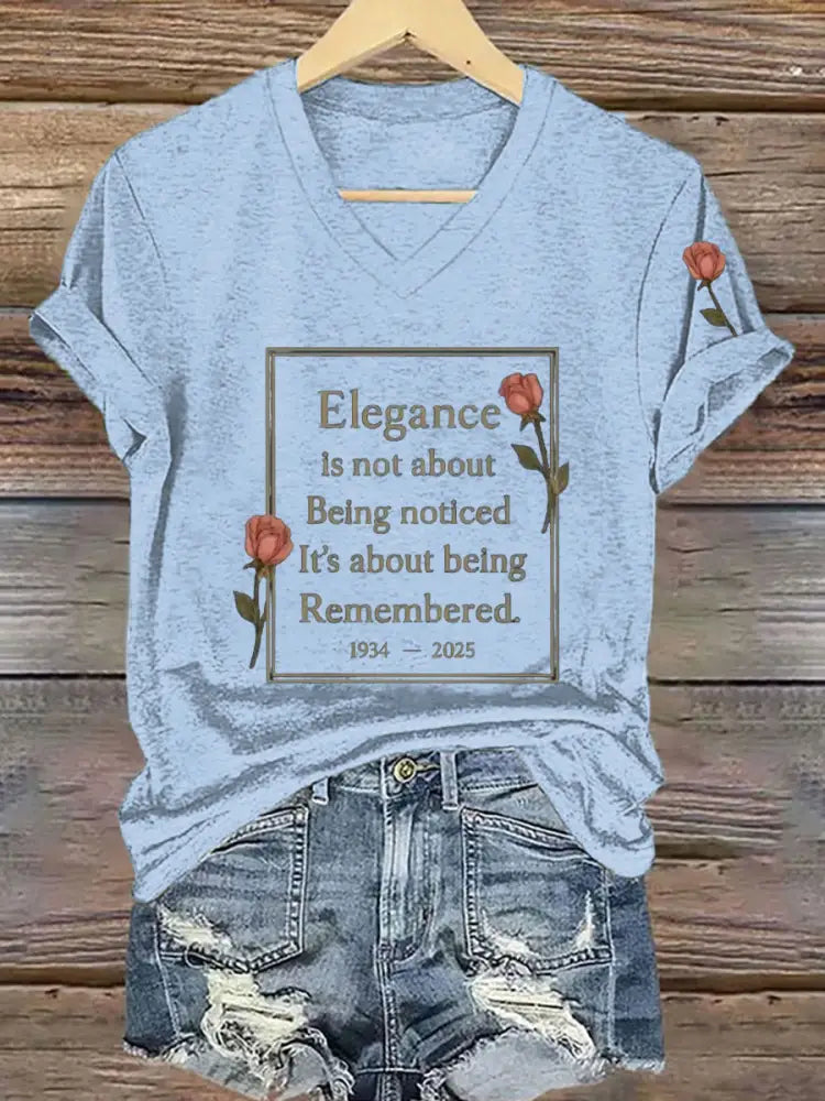 Women’s Elegance Is About Being Remembered Quote T Shirt Sky Blue / S