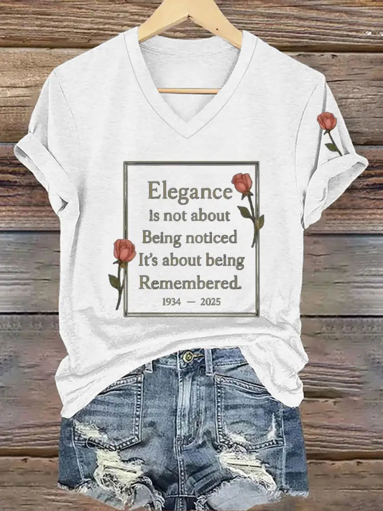 Women’s Elegance Is About Being Remembered Quote T Shirt White / S