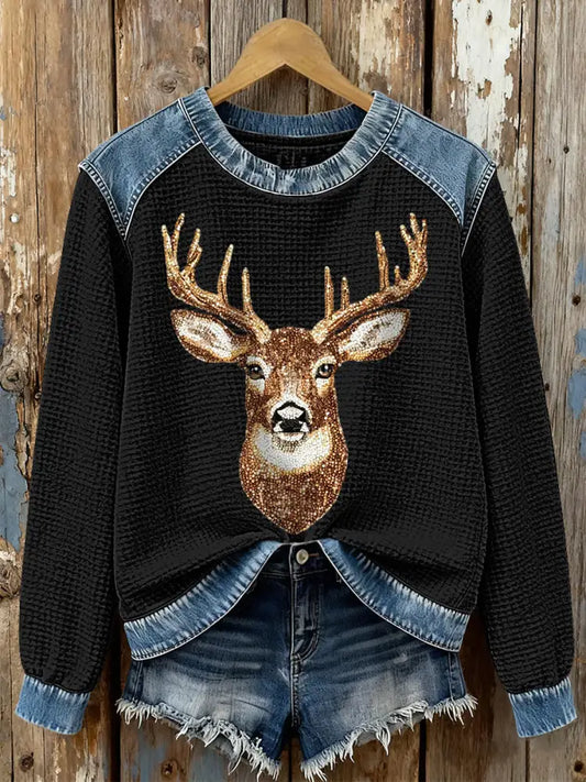 Women’s Elk Waffle Sweatshirts Black / S