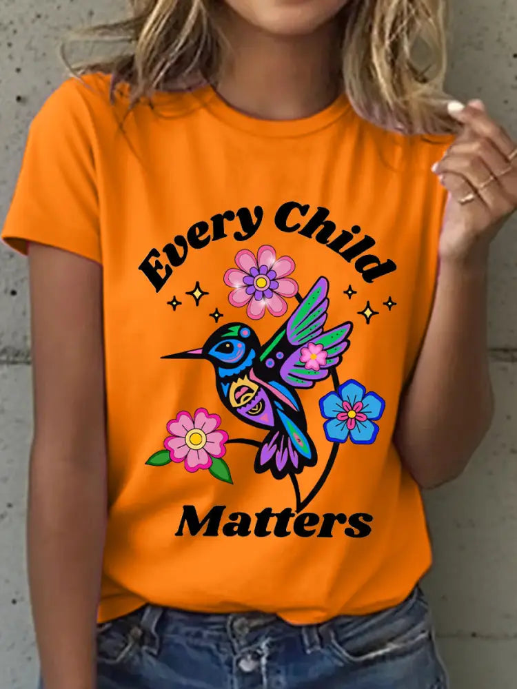 Women’s Every Child Matters Floral Print T-Shirt Orange / S