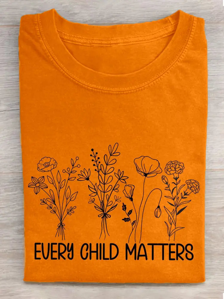 Women’s Every Child Matters Floral Print T-Shirt Orange / S