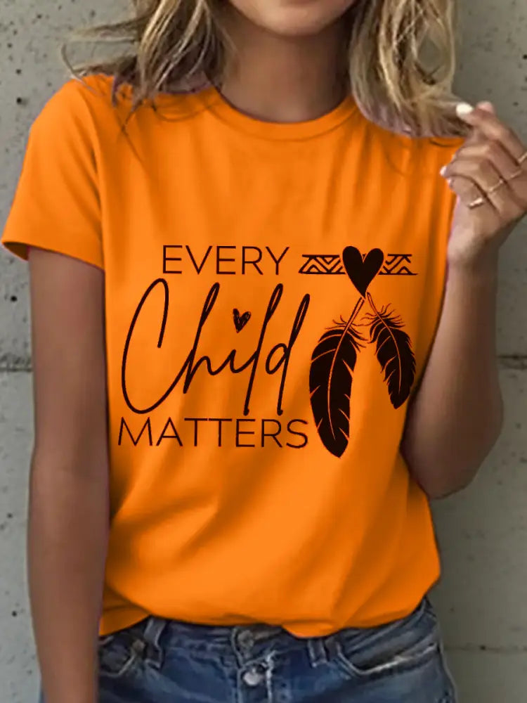 Women’s Every Child Matters Floral Print T-Shirt Orange / S