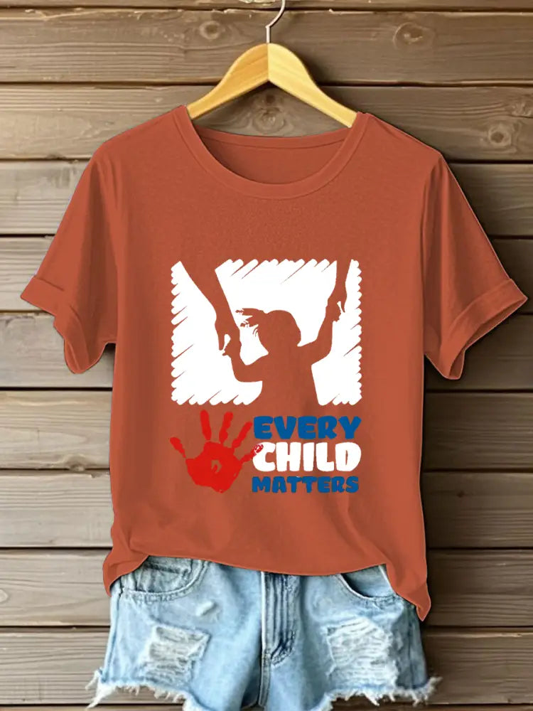 Women’s Every Child Matters Printed Casual T-Shirt Pumpkin Orange / S