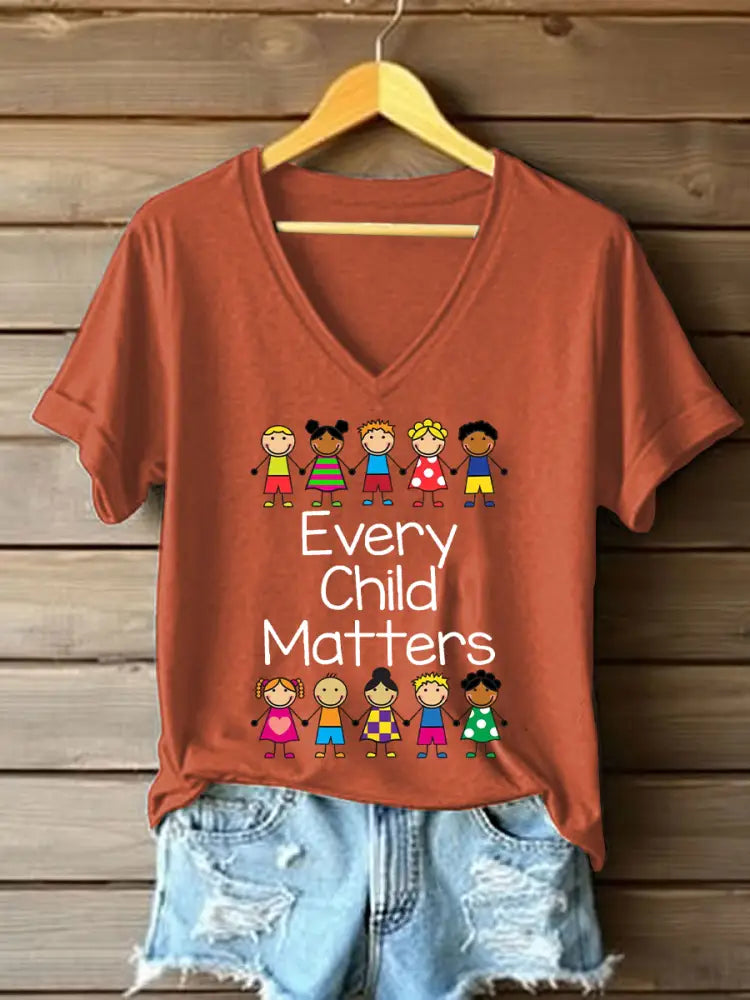 Women’s Every Child Matters Printed Casual T-Shirt Pumpkin Orange / S